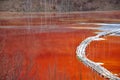 Pollution of a lake with contaminated water from a gold mine. Royalty Free Stock Photo