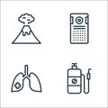 pollution line icons. linear set. quality vector line set such as pesticide, lung, air purifier