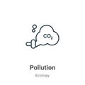 Pollution outline vector icon. Thin line black pollution icon, flat vector simple element illustration from editable ecology Royalty Free Stock Photo