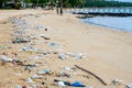 Pollution: plastic and wastes on the beach Royalty Free Stock Photo