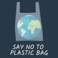 Pollution problem. Say no to plastic bag. Banner calling for stop using disposable polythene package Royalty Free Stock Photo