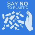 Pollution problem. Say no to plastic. Banner calling for stop using disposable polythene package Royalty Free Stock Photo