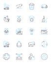 Pollution problems linear icons set. smog, landfill, deforestation, emissions, contamination, waste, acidification line Royalty Free Stock Photo
