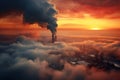 Pollution sky industrial smoke steam power environment ecology factory smog chimney