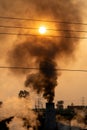 Pollution smoke out of jaggery making factory, India