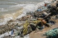 Pollution of the world`s oceans with plastic litter, California Royalty Free Stock Photo