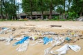 Pollutions and garbages on the beach Royalty Free Stock Photo