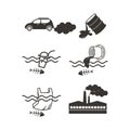 Pollutions icon collections Royalty Free Stock Photo