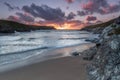 Polly Joke beach Sunset, West Pentire, Cornwall Royalty Free Stock Photo