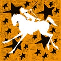 Polo girl, white silhouette on orange star background Royalty Free Stock Photo