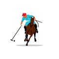Polo horse and player. Vector Illustration.