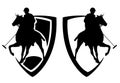 Polo horseman in a shield black vector outline