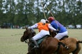 Polo players. Traditional Argentine game. Ball game with riders and horses. Horseback riding team sport. Argentina. Playing field