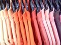 Polo-shirt, Close Up Colorful Polo Shirt, Closed up Colorful Polo Shirt on hangers, T-shirts on hangers Royalty Free Stock Photo