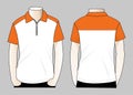 White-Orange Polo Shirt With Zip-Placket Design