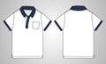 Polo shirt with pocket technical sketch vector illustration template. Royalty Free Stock Photo
