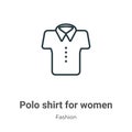 Polo shirt for women outline vector icon. Thin line black polo shirt for women icon, flat vector simple element illustration from