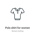 Polo shirt for women outline vector icon. Thin line black polo shirt for women icon, flat vector simple element illustration from Royalty Free Stock Photo