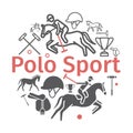 Polo sport banner icons. Horseback. Vector signs for web graphics. Royalty Free Stock Photo