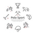 Polo sport banner line icons. Horseback. Vector signs for web graphics. Royalty Free Stock Photo