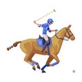 Polo Sport Player Galloping on Racing Horse Vector Illustration Royalty Free Stock Photo