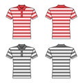 Polo striped t shirt man template front, back views