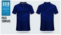 Polo t-shirt mockup template design for soccer jersey, football kit or sportswear. Sport uniform in front view, back view. Vector. Royalty Free Stock Photo