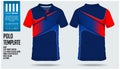 Polo t shirt sport design template for soccer jersey, football kit or sport club. Sport uniform in front view and back view.