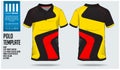 Polo t shirt sport design template for soccer jersey, football kit or sport club. Sport uniform in front view and back view. Royalty Free Stock Photo