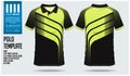 Polo t shirt sport design template for soccer jersey, football kit or sport club. Sport uniform in front view and back view.