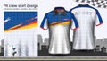 Polo t-shirt with zipper, Racing uniforms mockup template for Active wear and Sports clothing.