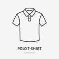 Polo tshirt doodle line icon. Vector thin outline illustration of sport apparel. Black color linear sign for casual