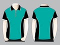 Short Sleeves Polo Shirt Turquoise-Black Design Whith Zip-Placket Vector 