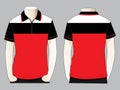 Men's White-Black-Red Short Sleeves Polo Shirt Design Whith Zip-Placket Design Royalty Free Stock Photo