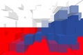 Poland Russia. Poland flag and Russia flag. Concept of aid, association of countries, political and economic relations.