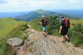 Tourist in Bieszczady Mountains, Poland Royalty Free Stock Photo