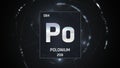 Polonium as Element 84 of the Periodic Table 3D illustration on silver background Royalty Free Stock Photo