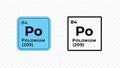 Polonium, chemical element of the periodic table vector