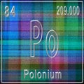 Polonium chemical element, Sign with atomic number and atomic weight