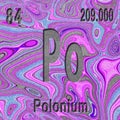Polonium chemical element Sign with atomic number and atomic weight