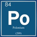 Polonium chemical element, blue square symbol