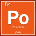 Polonium chemical element, orange square symbol