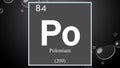 Polonium chemical element symbol on wide bubble background