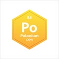 Polonium symbol. Chemical element of the periodic table. Vector stock illustration