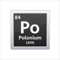 Polonium symbol. Chemical element of the periodic table. Vector stock illustration