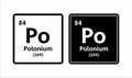 Polonium symbol. Chemical element of the periodic table. Vector stock illustration