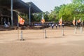 POLONNARUWA, SRI LANKA - JULY 22, 2016: Tourists visit Buddha statues at Gal Vihara rock temple in the ancient city Royalty Free Stock Photo