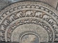 POLONNARUWA, SRI LANKA - March 11, 2019: Elephants and horses on stone relief Royalty Free Stock Photo