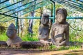 Polovtsian Sanctuary with Kurgan stelae or statue menhirs in Open air Museum of Folk Architecture and Folkways