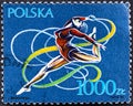 POLSKA -CIRCA 1990: Old polska stamp sport games.